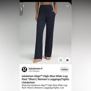 lululemon athletica Navy Wide-Leg Pants